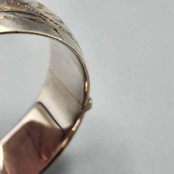 Hinged Bangle Bracelet Floral Engraved Sterling Silver SMIBO Stamp ~25g - Picture 4 of 9
